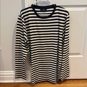 Neuw Nieuamdstraat Men’s Navy Blue Striped Long Sleeve Shirt.